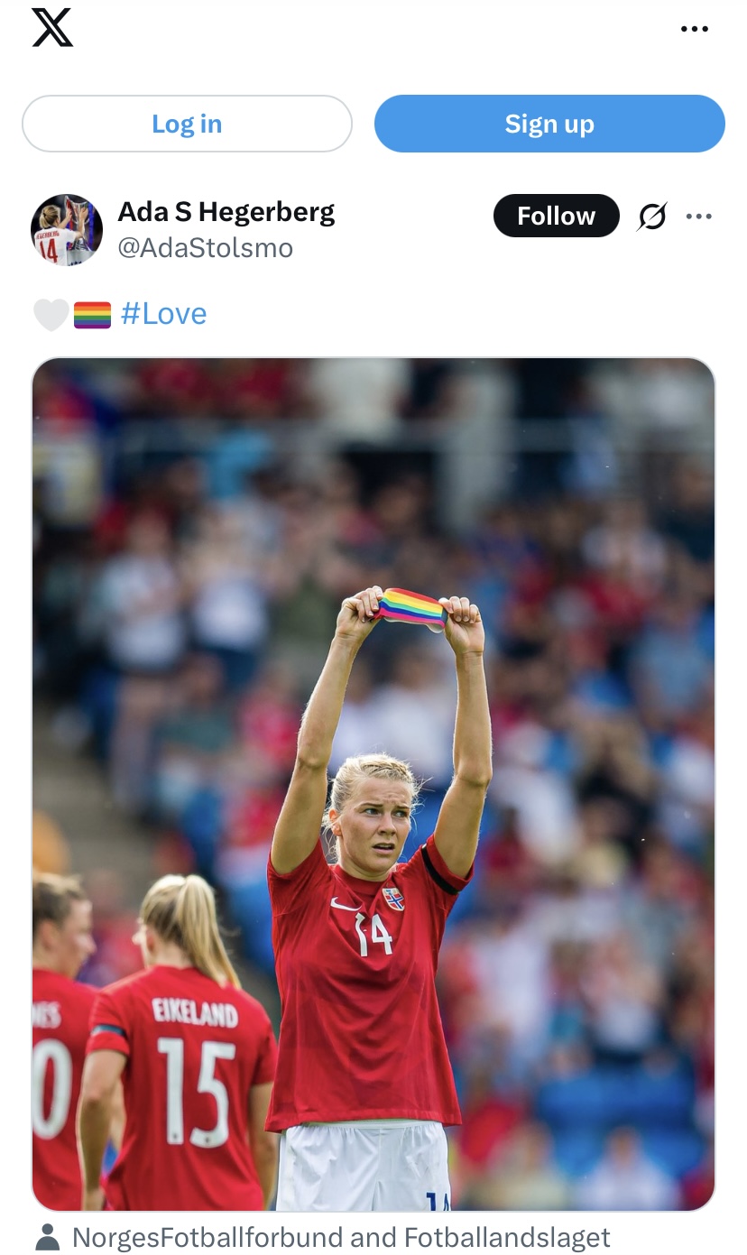 Ada Hegeberg (Norway) showing support for the LGBTQ+ community